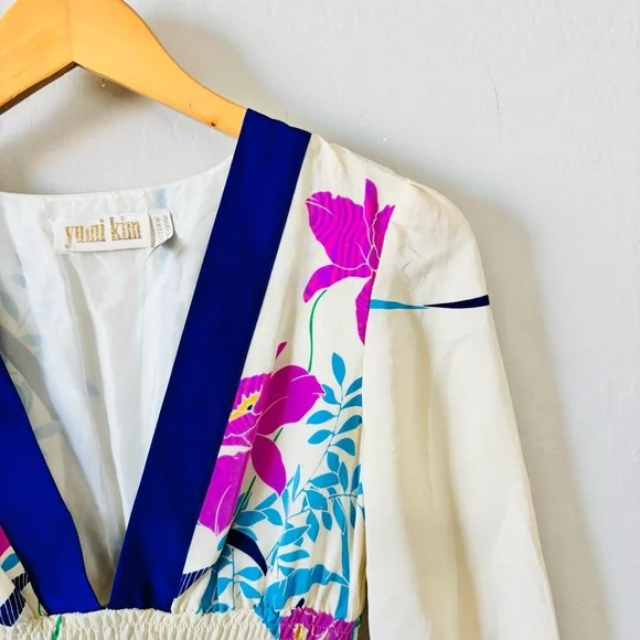 Anthropologie Yumi Kim Cream and Purple Floral Blouse Anthropologie size XS - Picture 4 of 10